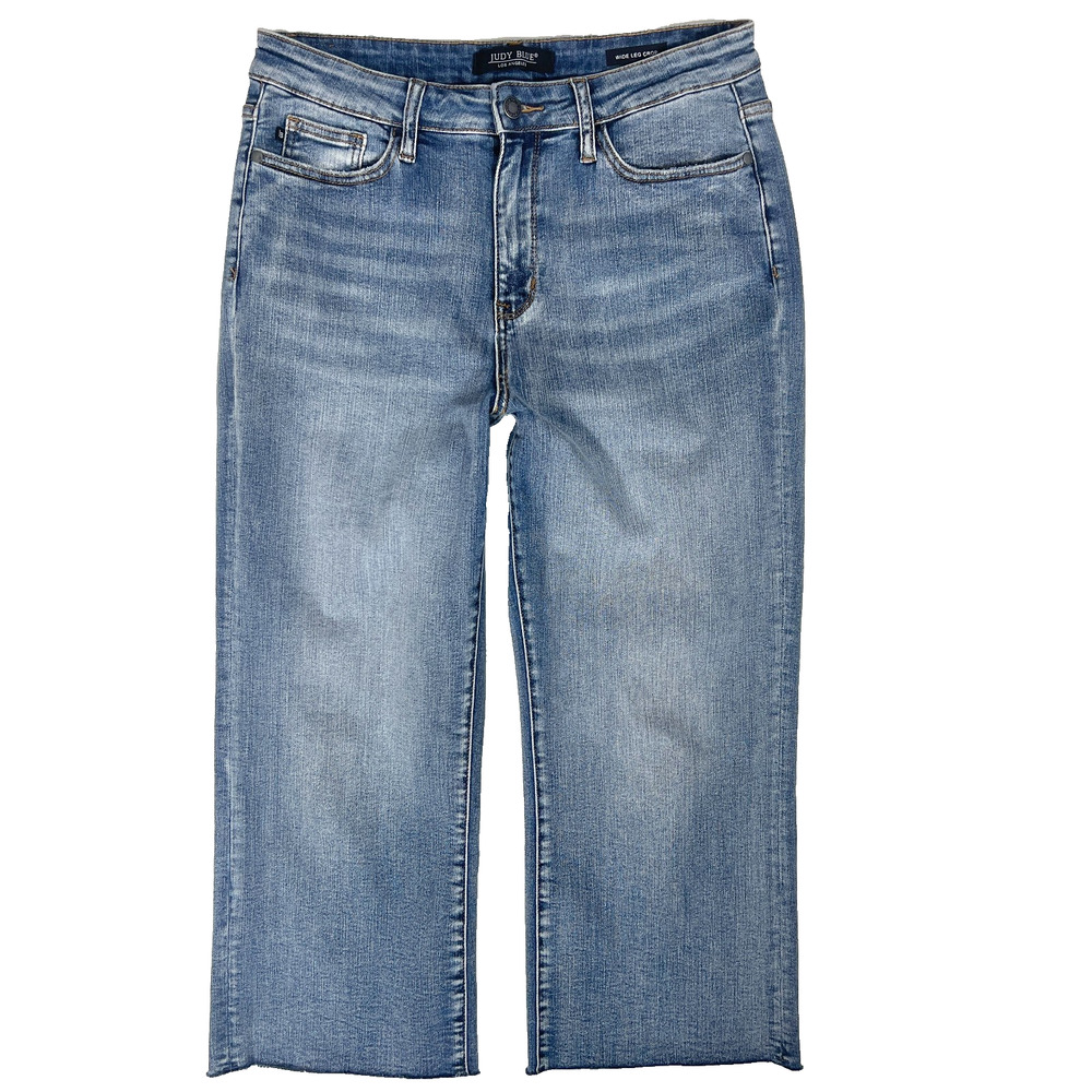 Judy Blue JB88291 Jeans 11 30 Wide Leg Crop High Waisted Stretch Raw Classic 90s